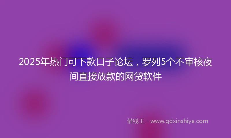 2025年热门可下款口子论坛,罗列5个不审核夜间直接放款的网贷软件