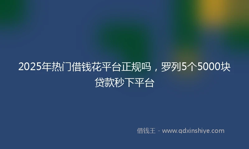 2025年热门借钱花平台正规吗，罗列5个5000块贷款秒下平台