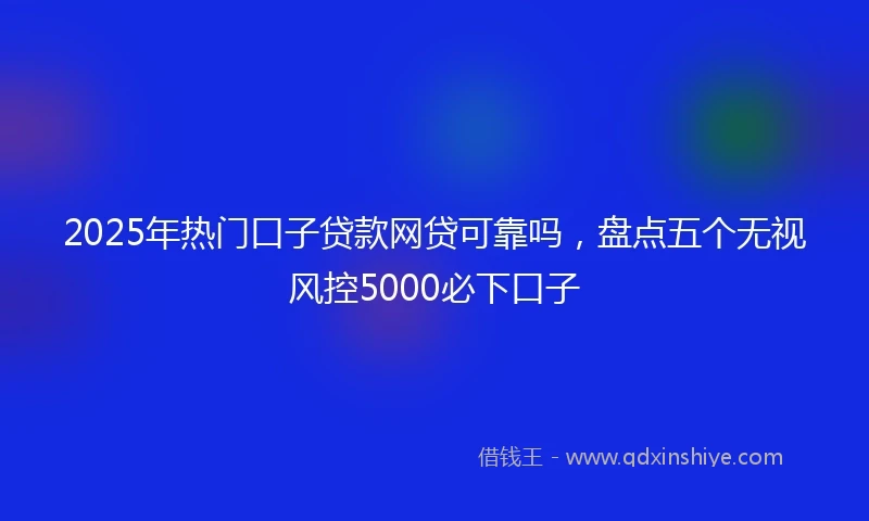 2025年热门口子贷款网贷可靠吗，盘点五个无视风控5000必下口子