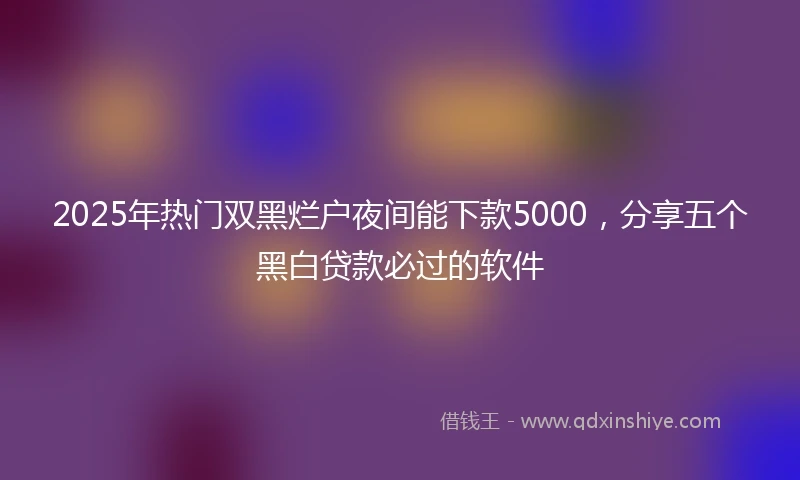 2025年热门双黑烂户夜间能下款5000，分享五个黑白贷款必过的软件