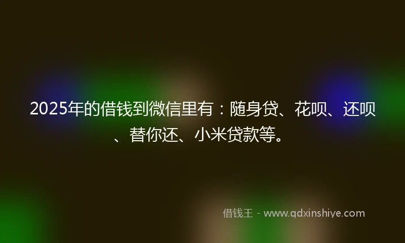 2025年的借钱到微信里有：随身贷、花呗、还呗、替你还、小米贷款等。