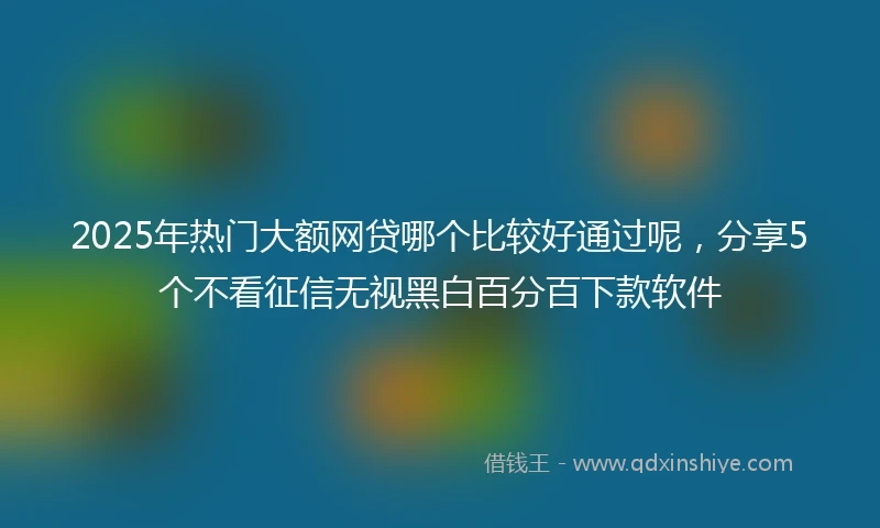 2025年热门大额网贷哪个比较好通过呢，分享5个不看征信无视黑白百分百下款软件