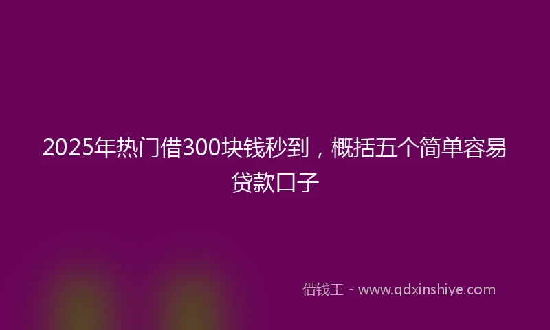 2025年热门借300块钱秒到，概括五个简单容易贷款口子