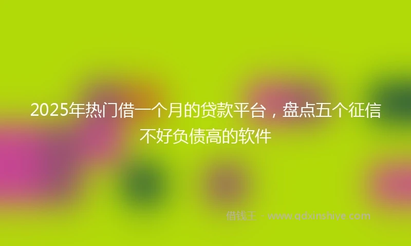 2025年热门借一个月的贷款平台，盘点五个征信不好负债高的软件