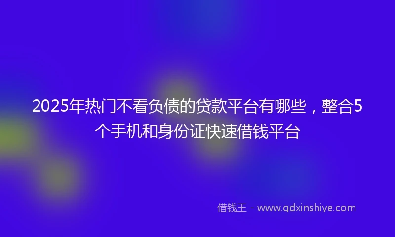 2025年热门不看负债的贷款平台有哪些,整合5个手机和身份证快速借钱平台