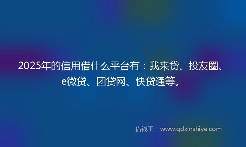 2025年的信用借什么平台有：我来贷、投友圈、e微贷、团贷网、快贷通等。