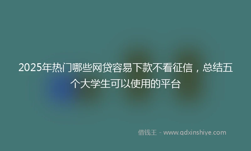 2025年热门哪些网贷容易下款不看征信，总结五个大学生可以使用的平台