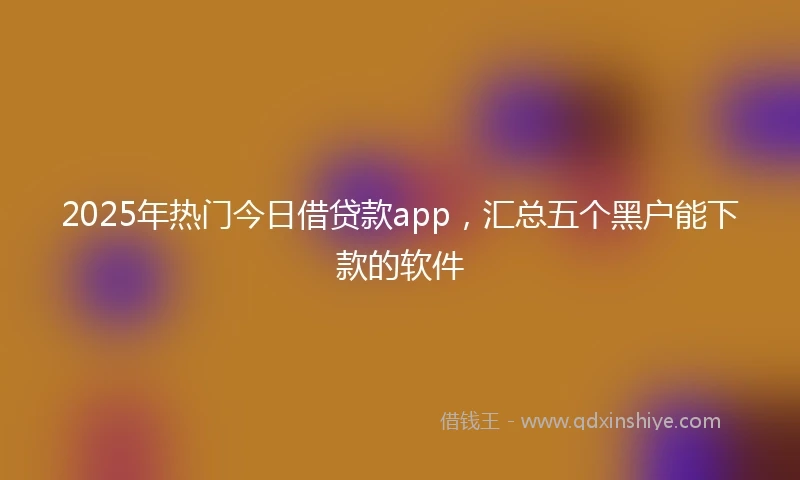 2025年热门今日借贷款app，汇总五个黑户能下款的软件
