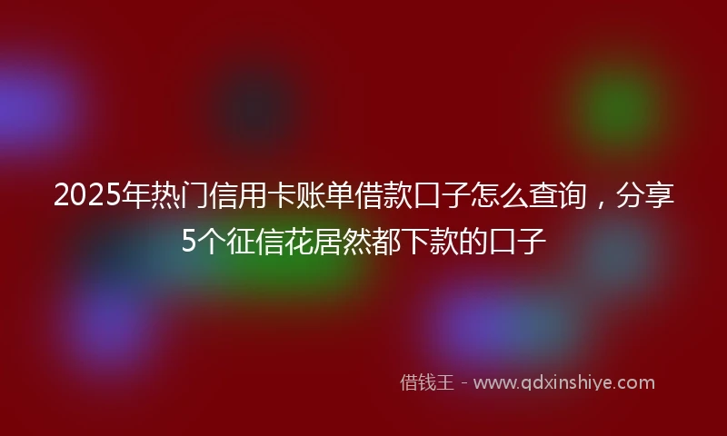 2025年热门信用卡账单借款口子怎么查询,分享5个征信花居然都下款的口子