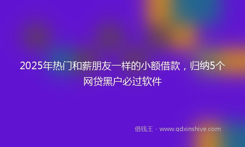 2025年热门和薪朋友一样的小额借款，归纳5个网贷黑户必过软件