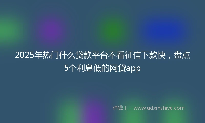 2025年热门什么贷款平台不看征信下款快，盘点5个利息低的网贷app
