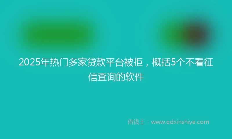 2025年热门多家贷款平台被拒，概括5个不看征信查询的软件