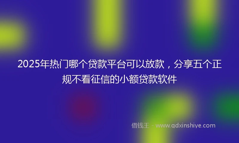 2025年热门哪个贷款平台可以放款，分享五个正规不看征信的小额贷款软件