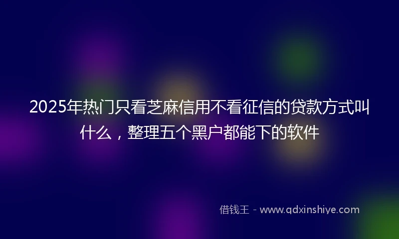 2025年热门只看芝麻信用不看征信的贷款方式叫什么，整理五个黑户都能下的软件