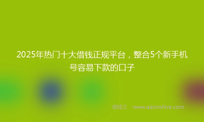 2025年热门十大借钱正规平台，整合5个新手机号容易下款的口子