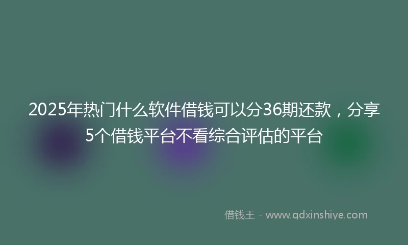 2025年热门什么软件借钱可以分36期还款，分享5个借钱平台不看综合评估的平台