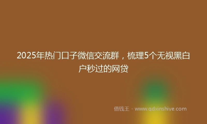 2025年热门口子微信交流群，梳理5个无视黑白户秒过的网贷