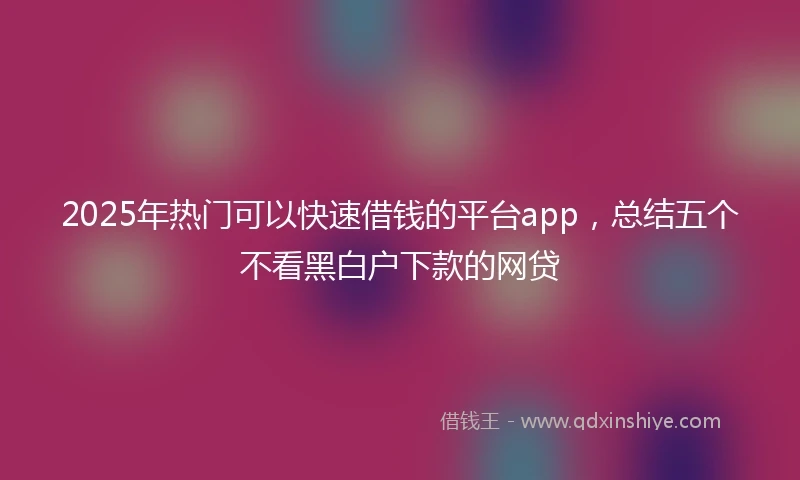2025年热门可以快速借钱的平台app，总结五个不看黑白户下款的网贷
