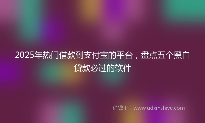 2025年热门借款到支付宝的平台，盘点五个黑白贷款必过的软件
