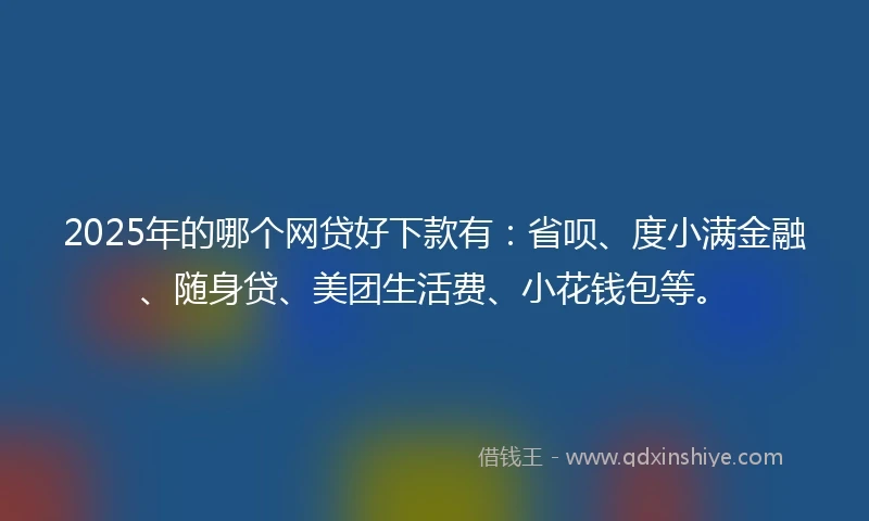 2025年的哪个网贷好下款有：省呗、度小满金融、随身贷、美团生活费、小花钱包等。