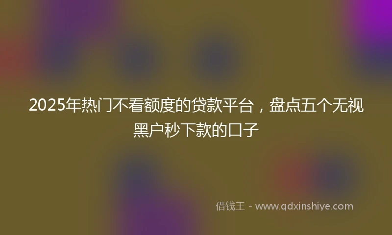 2025年热门不看额度的贷款平台，盘点五个无视黑户秒下款的口子