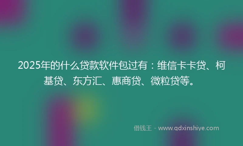 2025年的什么贷款软件包过有：维信卡卡贷、柯基贷、东方汇、惠商贷、微粒贷等。