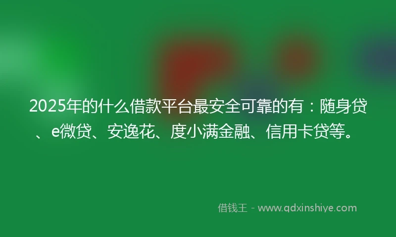 2025年的什么借款平台最安全可靠的有：随身贷、e微贷、安逸花、度小满金融、信用卡贷等。