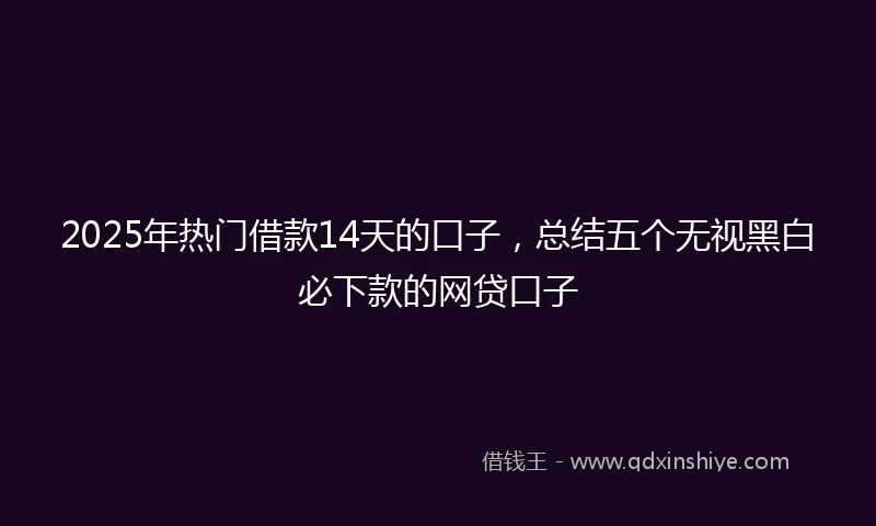 2025年热门借款14天的口子,总结五个无视黑白必下款的网贷口子