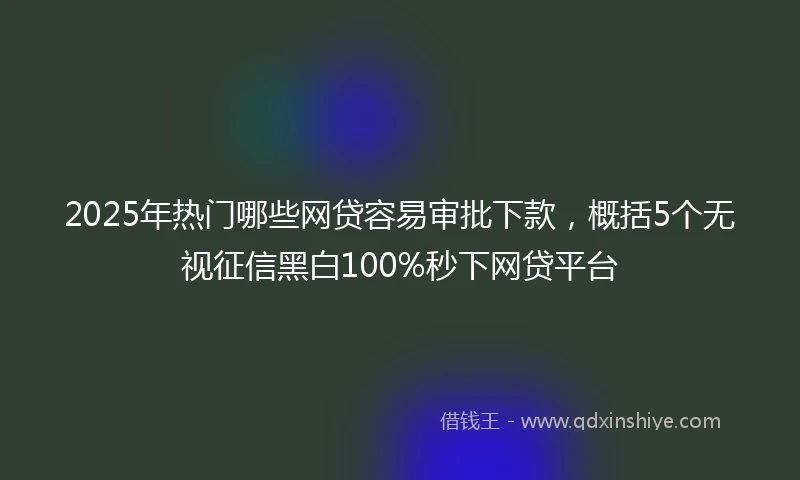 2025年热门哪些网贷容易审批下款，概括5个无视征信黑白100%秒下网贷平台