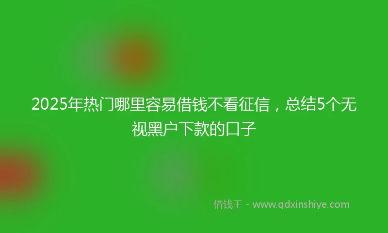 2025年热门哪里容易借钱不看征信，总结5个无视黑户下款的口子