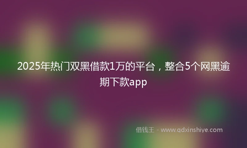 2025年热门双黑借款1万的平台，整合5个网黑逾期下款app