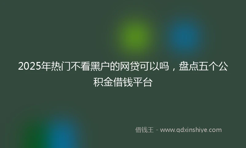 2025年热门不看黑户的网贷可以吗,盘点五个公积金借钱平台