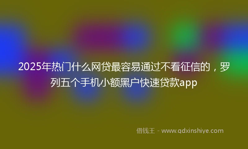 2025年热门什么网贷最容易通过不看征信的，罗列五个手机小额黑户快速贷款app