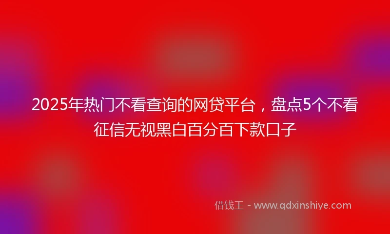 2025年热门不看查询的网贷平台,盘点5个不看征信无视黑白百分百下款口子