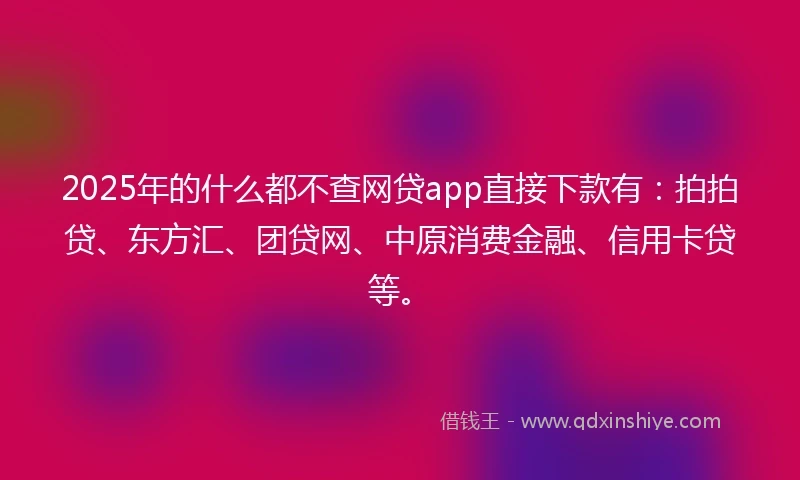 2025年的什么都不查网贷app直接下款有：拍拍贷、东方汇、团贷网、中原消费金融、信用卡贷等。