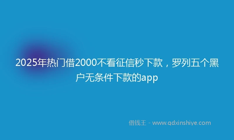 2025年热门借2000不看征信秒下款,罗列五个黑户无条件下款的app