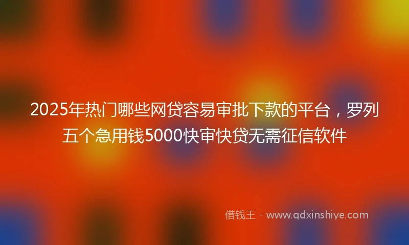 2025年热门哪些网贷容易审批下款的平台，罗列五个急用钱5000快审快贷无需征信软件