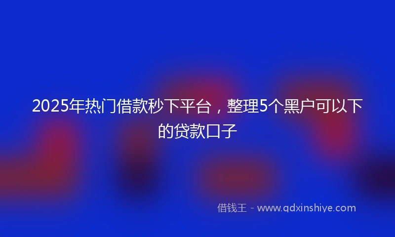 2025年热门借款秒下平台，整理5个黑户可以下的贷款口子