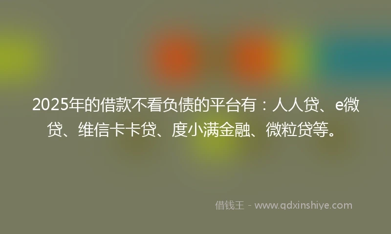 2025年的借款不看负债的平台有：人人贷、e微贷、维信卡卡贷、度小满金融、微粒贷等。