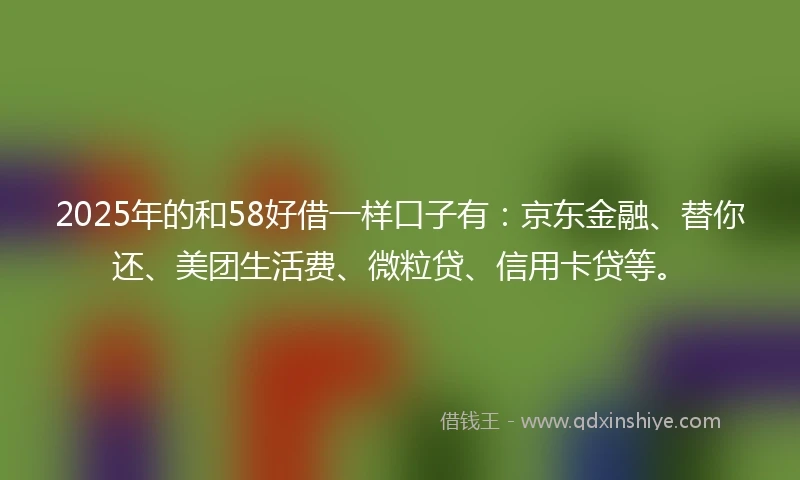 2025年的和58好借一样口子有：京东金融、替你还、美团生活费、微粒贷、信用卡贷等。