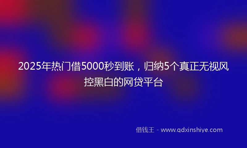 2025年热门借5000秒到账，归纳5个真正无视风控黑白的网贷平台