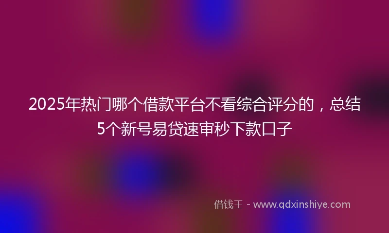 2025年热门哪个借款平台不看综合评分的，总结5个新号易贷速审秒下款口子