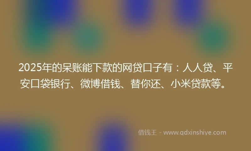 2025年的呆账能下款的网贷口子有：人人贷、平安口袋银行、微博借钱、替你还、小米贷款等。