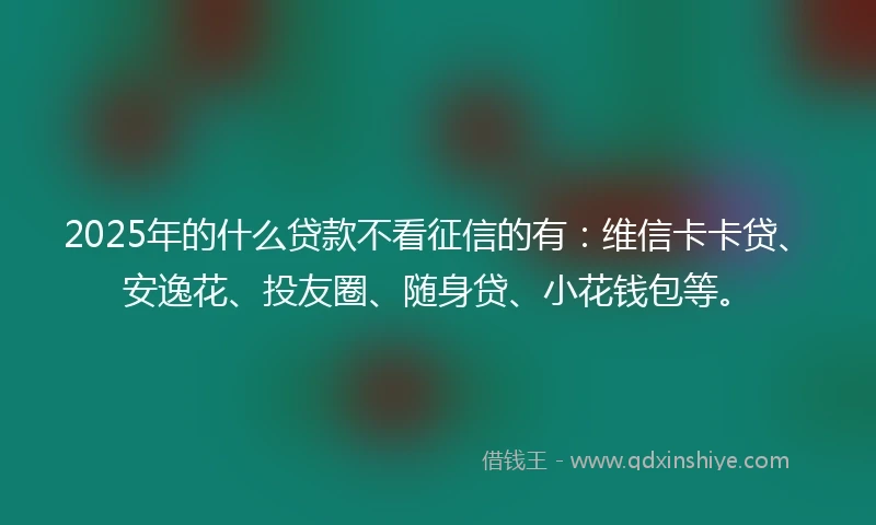 2025年的什么贷款不看征信的有：维信卡卡贷、安逸花、投友圈、随身贷、小花钱包等。