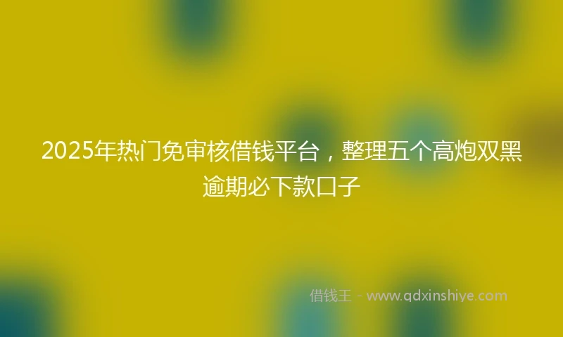 2025年热门免审核借钱平台，整理五个高炮双黑逾期必下款口子