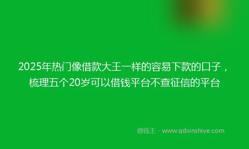 2025年热门像借款大王一样的容易下款的口子，梳理五个20岁可以借钱平台不查征信的平台