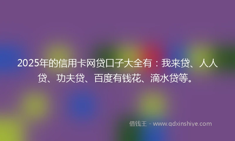 2025年的信用卡网贷口子大全有:我来贷、人人贷、功夫贷、百度有钱花、滴水贷等。