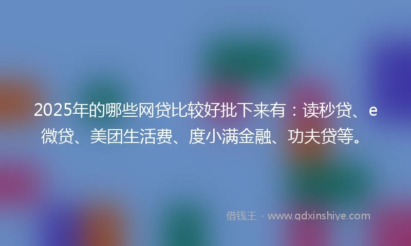 2025年的哪些网贷比较好批下来有：读秒贷、e微贷、美团生活费、度小满金融、功夫贷等。