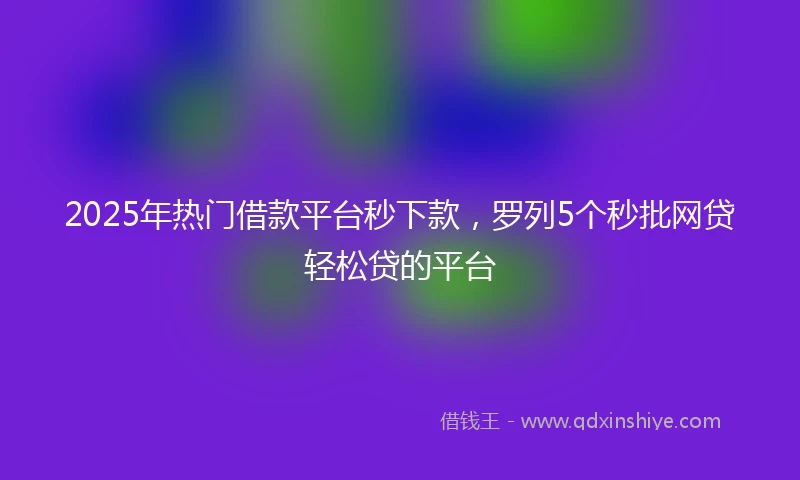 2025年热门借款平台秒下款,罗列5个秒批网贷轻松贷的平台