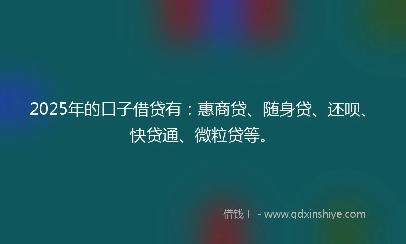 2025年的口子借贷有：惠商贷、随身贷、还呗、快贷通、微粒贷等。